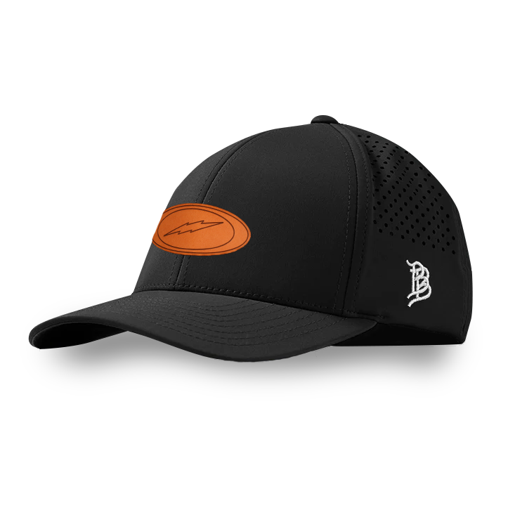 BLACK LEATHER HAT OVAL BOLT